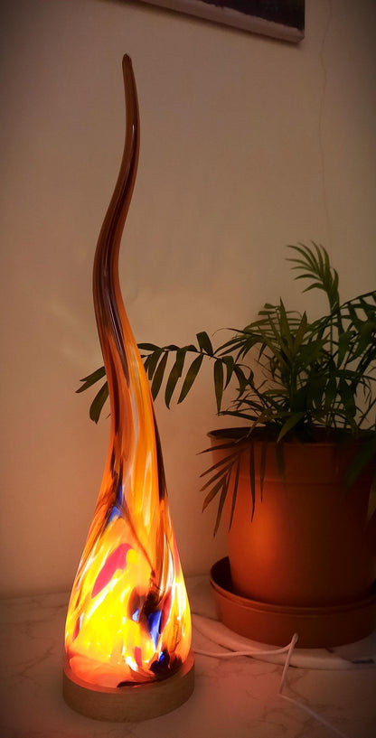 Red Glass Lamp, Elegant Gift, Ambient Lighting For Living Room, Bedroom