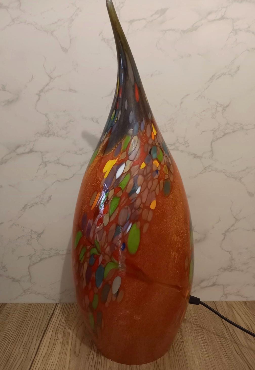 Hand Blown Glass Ghost Lamp: Art Deco Table Lamp