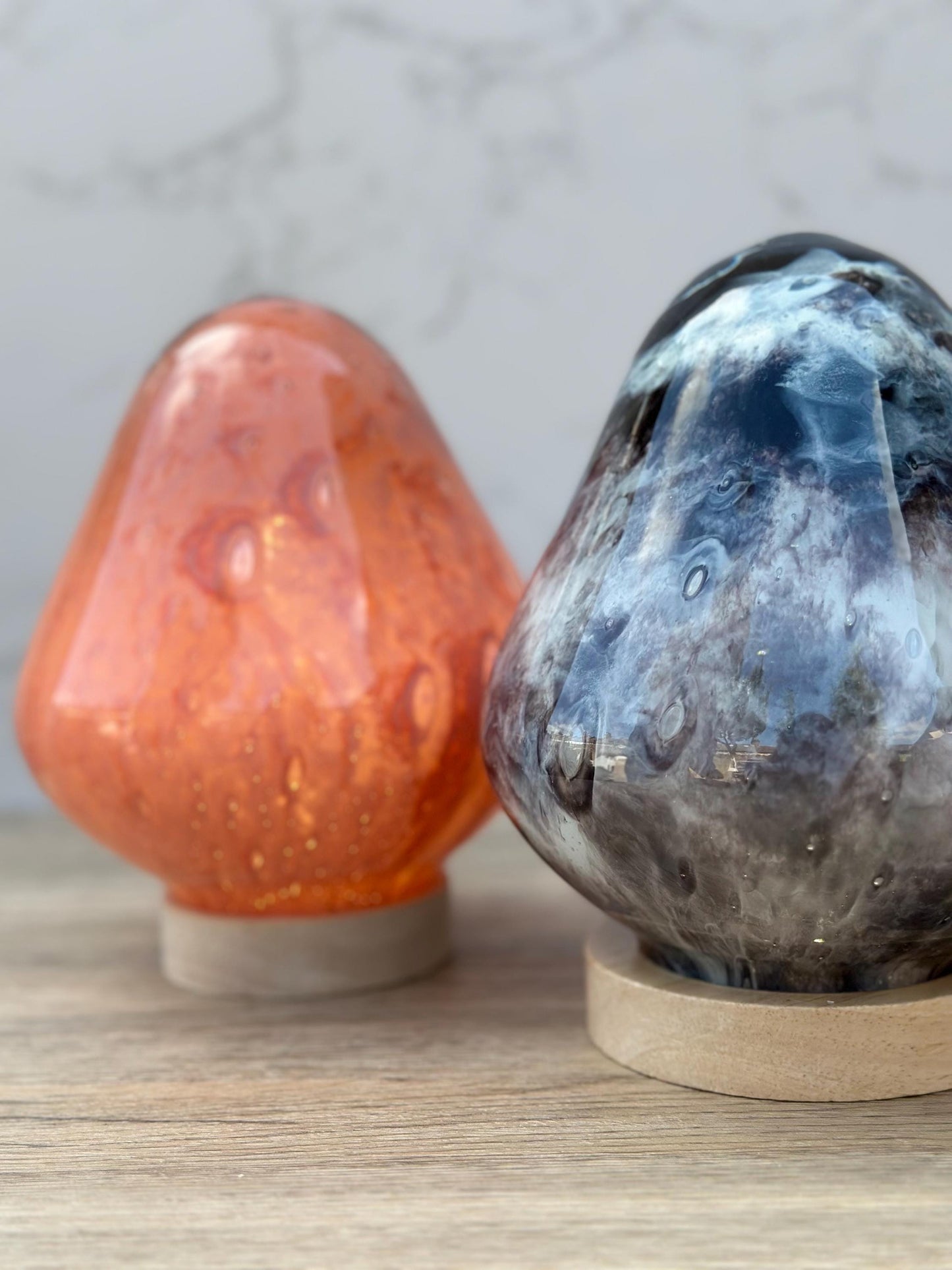 Hand Blown Strawberry Mushroom Glass Lamp: Unique LED Ambient Night Light