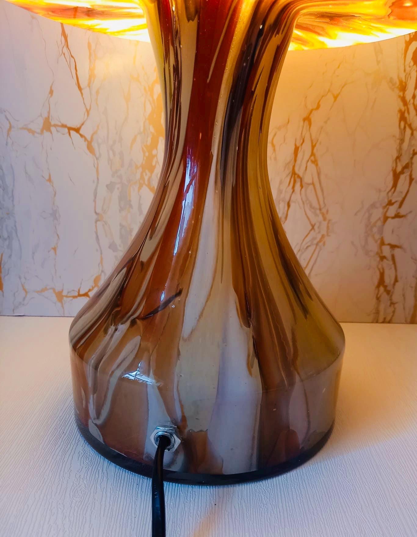 Handblown Glass Lamp: Art Glass Night Light, Ambient Decor