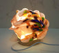 Iridescent Rose Glass Lamp: Hand-Blown LED Sculpture, USB Powered