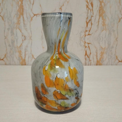 Handcrafted Glass Vase: Swirled Art Glass, Home Decor (170mm x 100mm)