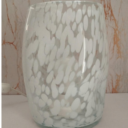 Handcrafted Glass Table Lamp - Unique Artisan Design with White Frosted Detailing, Ambient Lighting