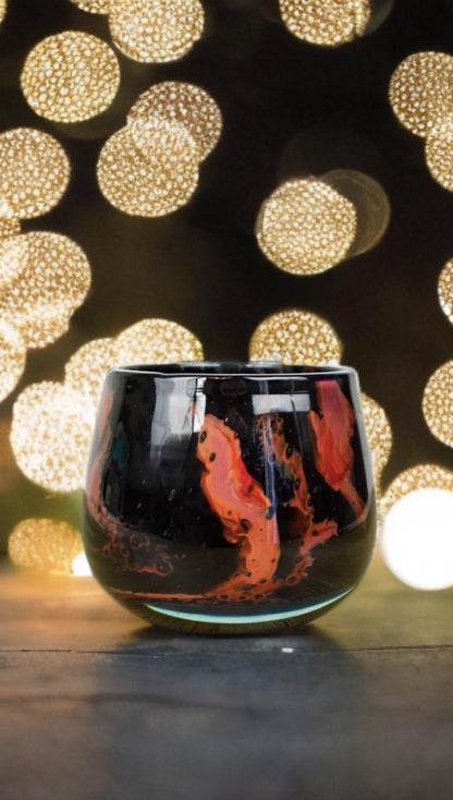 Handmade Mouth Blown Glass Vase: Elegant Home Decor (11cm)