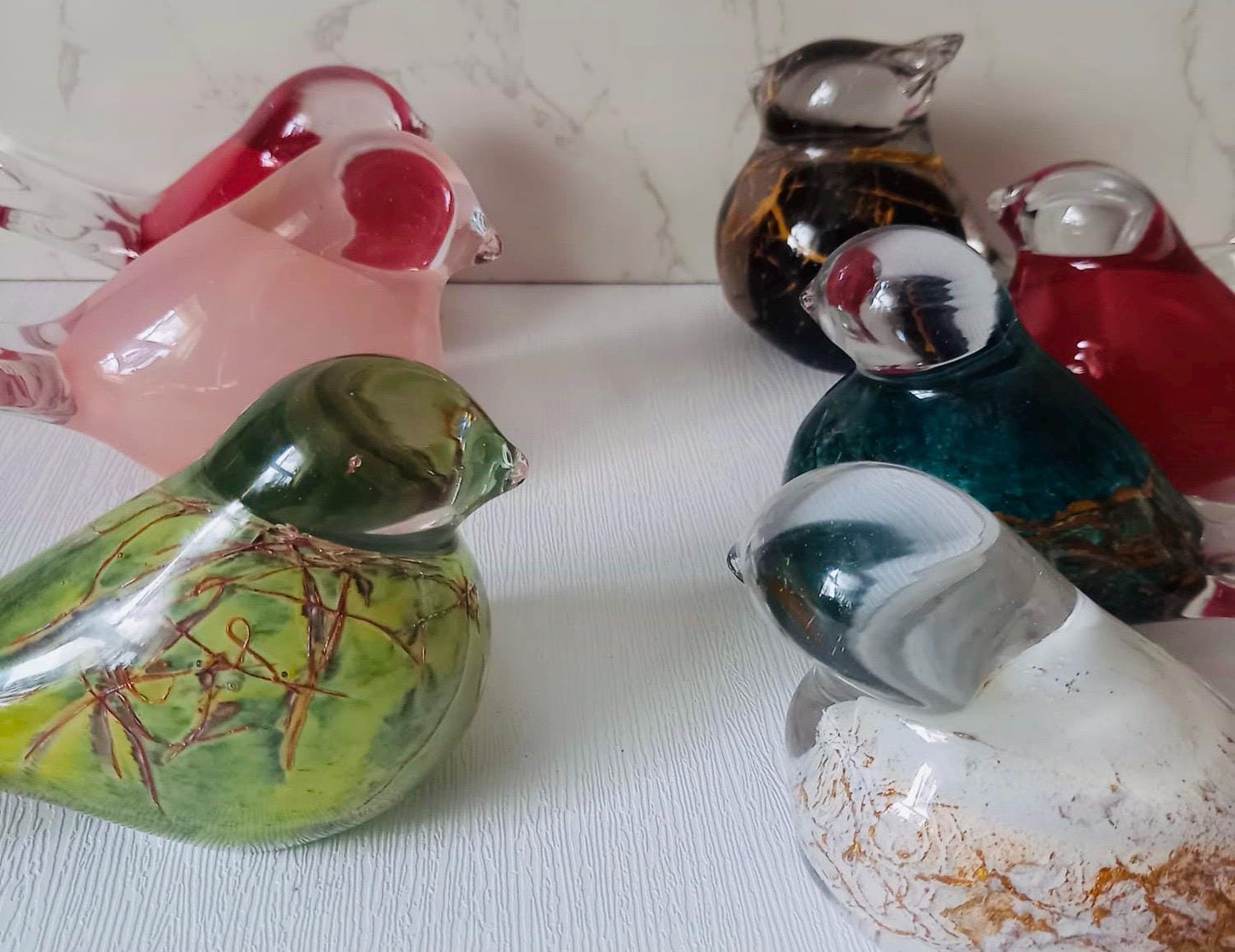 Iridescent Art Glass Bird Lamp: Handmade LED Home Decor