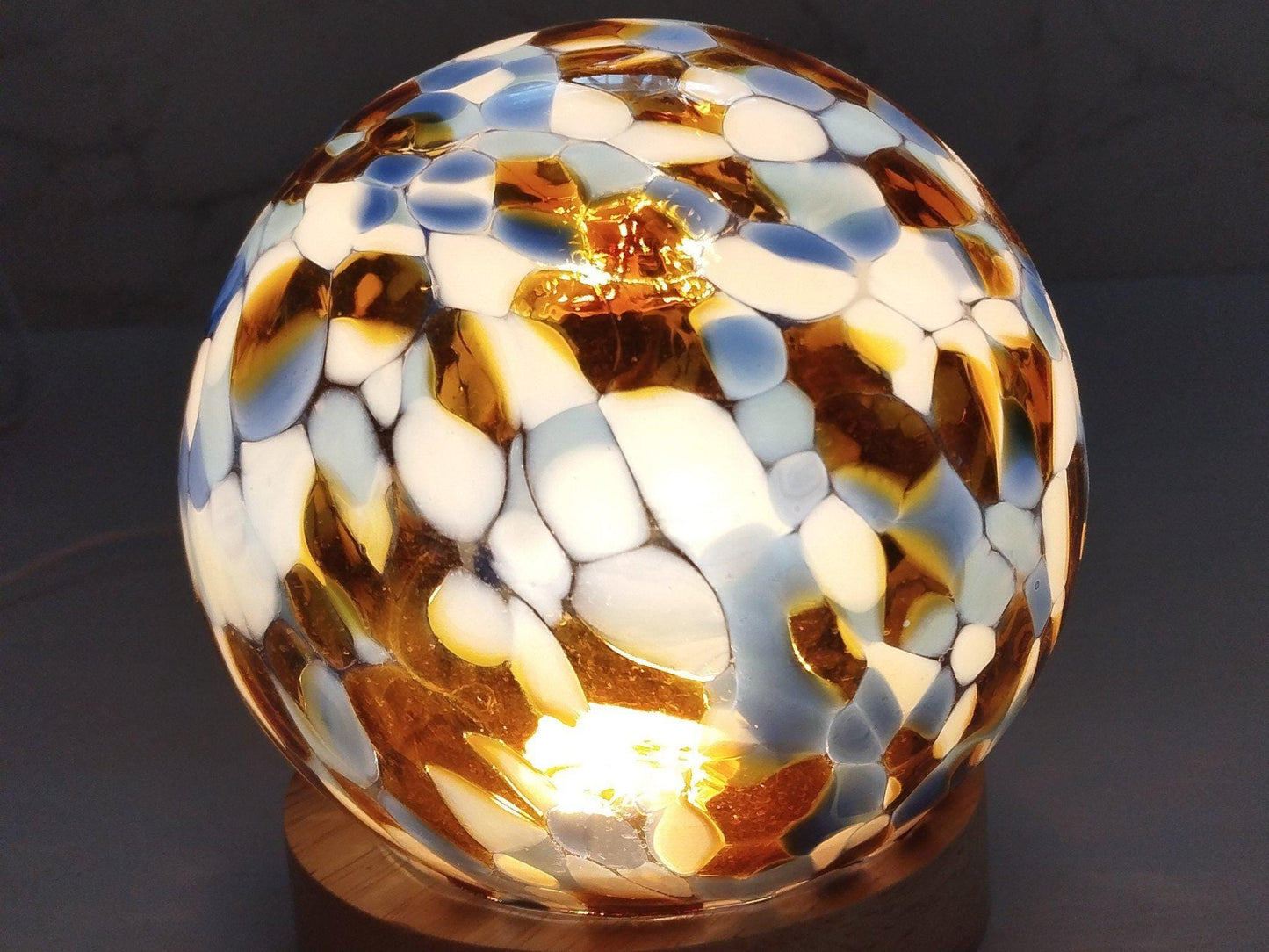 Handcrafted LED Glass Sphere Lamp: 6 Color Artistic Table Light