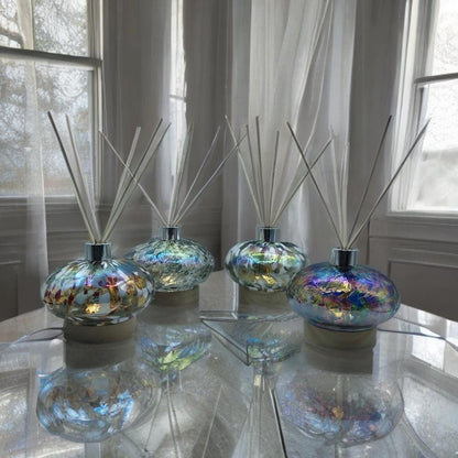 Handcrafted Glass Diffuser Lamp with Wood Stopper & LED Base