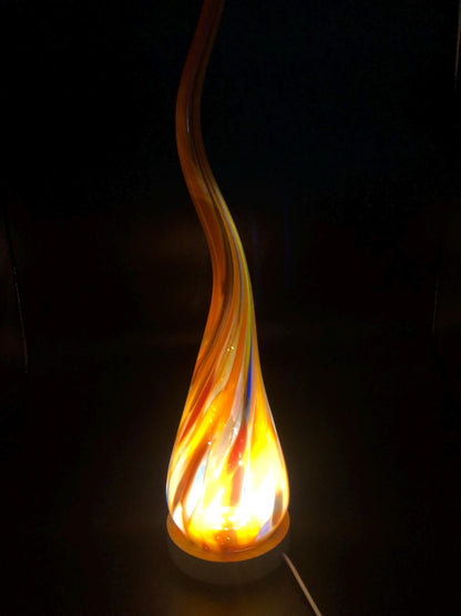 Hand Blown Red Glass Flame Lamp: LED Ambient Light