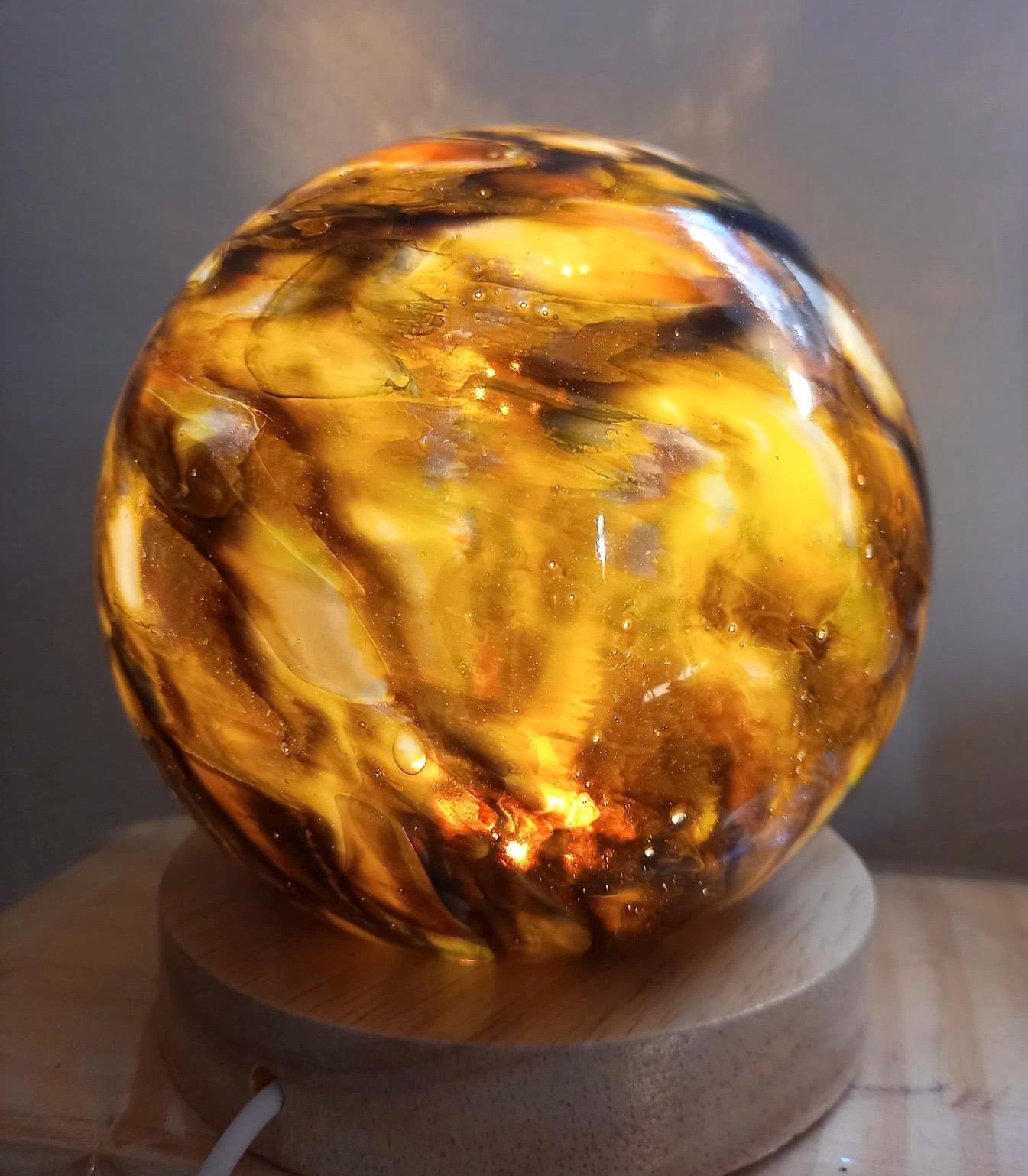 Handcrafted Glass Sphere Lamp: 120mm LED USB Desk Light
