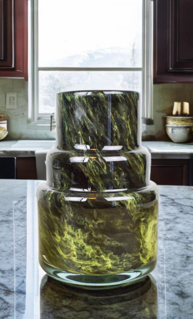 19cm Mouth Blown Green Glass Vase Torch Home Decor,