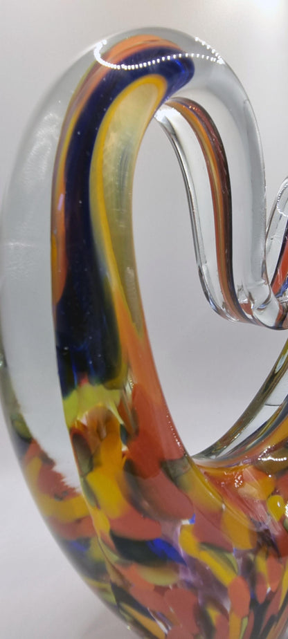 Iridescent Heart Lamp: Hand Blown Glass LED Sculpture, Romantic Home Decor