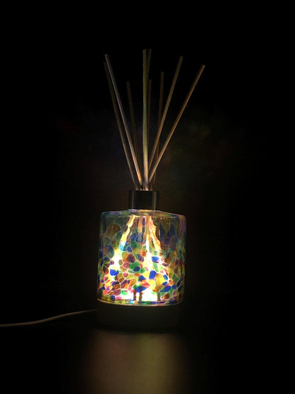 Handcrafted Glass Diffuser Lamp, LED Base, Elegant Home Déco