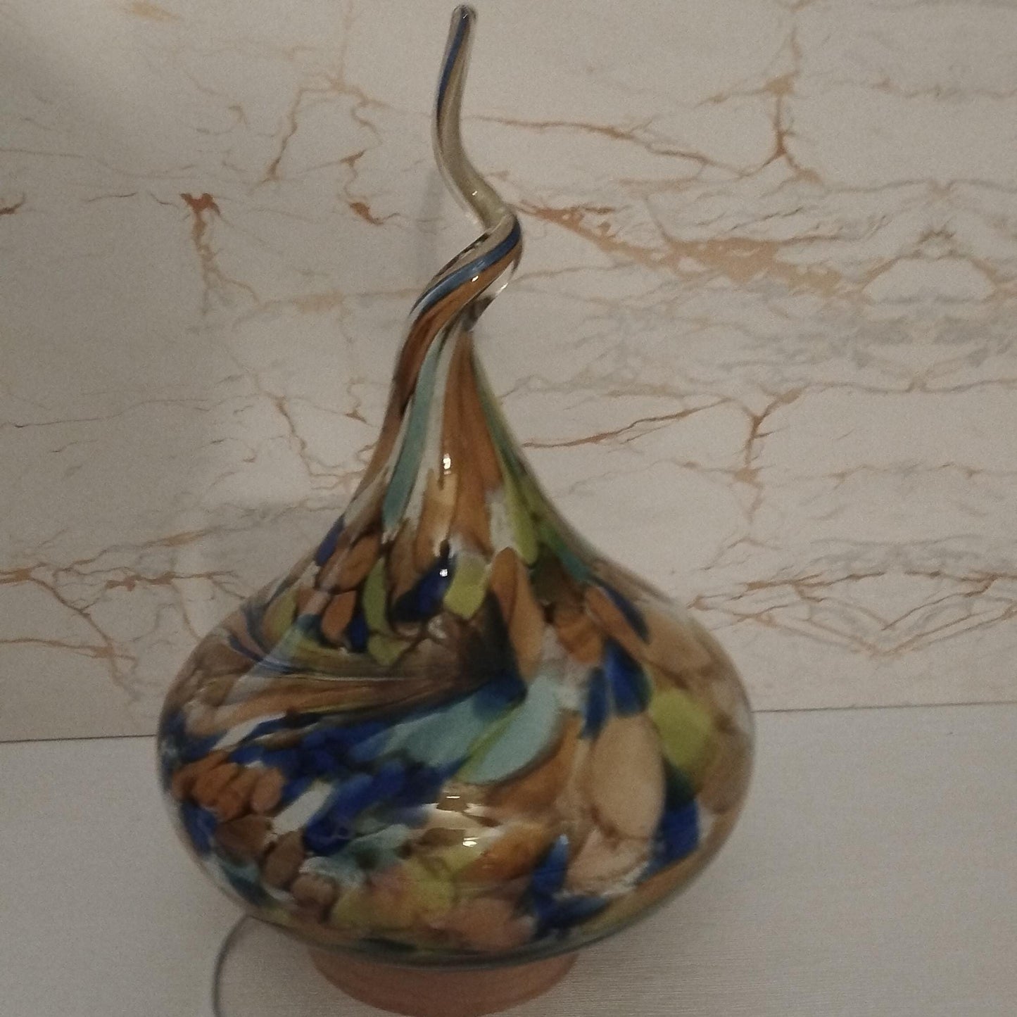 Artisan Amber Swirl Glass Flame Lamp: USB Mood Light