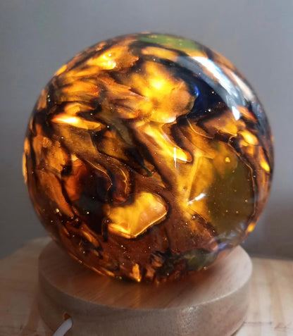 Handcrafted Glass Sphere Lamp: 120mm LED USB Desk Light