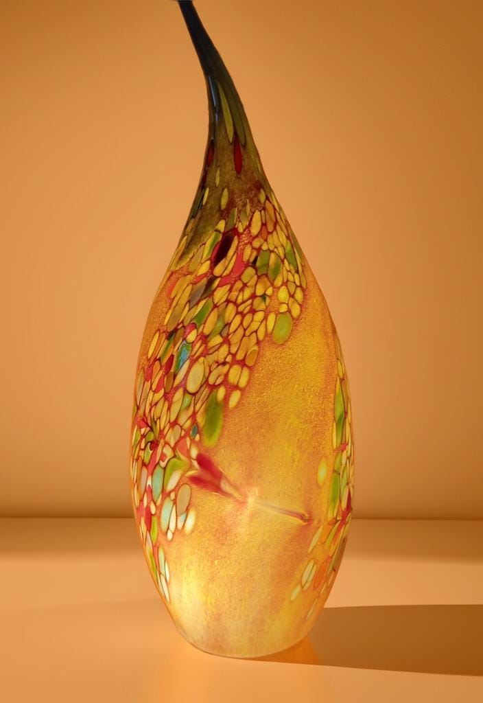 Hand Blown Glass Ghost Lamp: Art Deco Table Lamp
