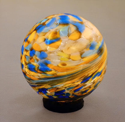 Handcrafted Golden Swirl Glass Sphere Lamp: Artisan Ambient Light