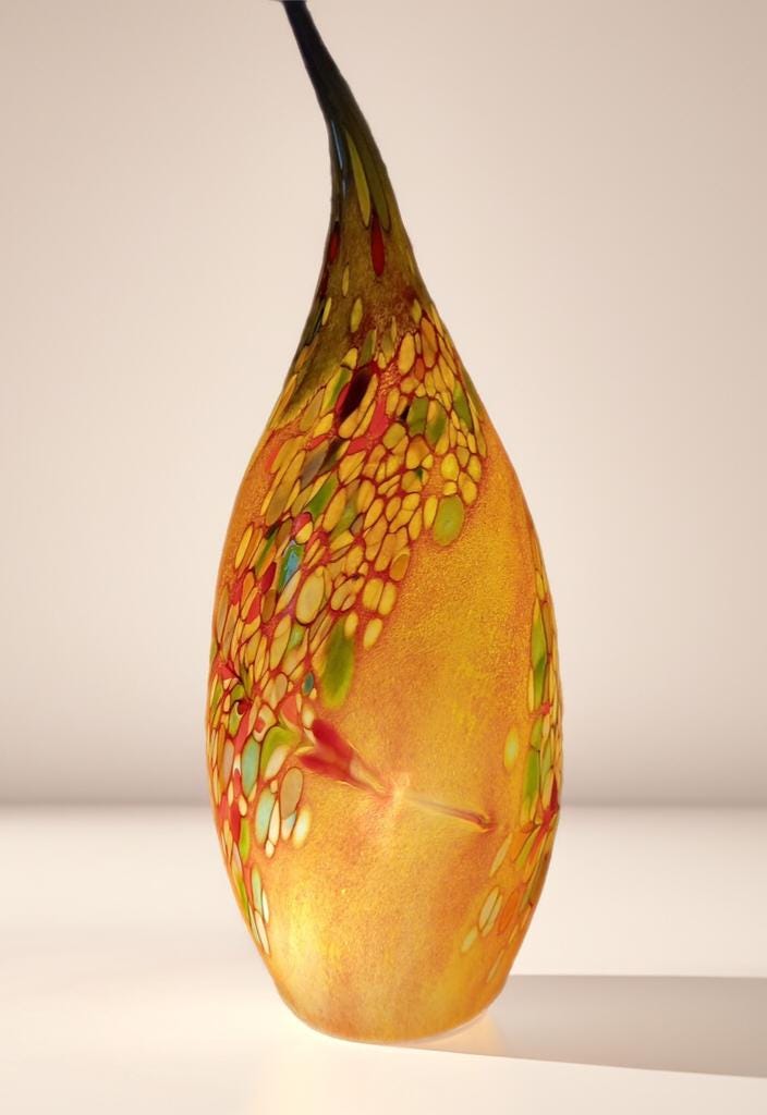 Hand Blown Glass Ghost Lamp: Art Deco Table Lamp