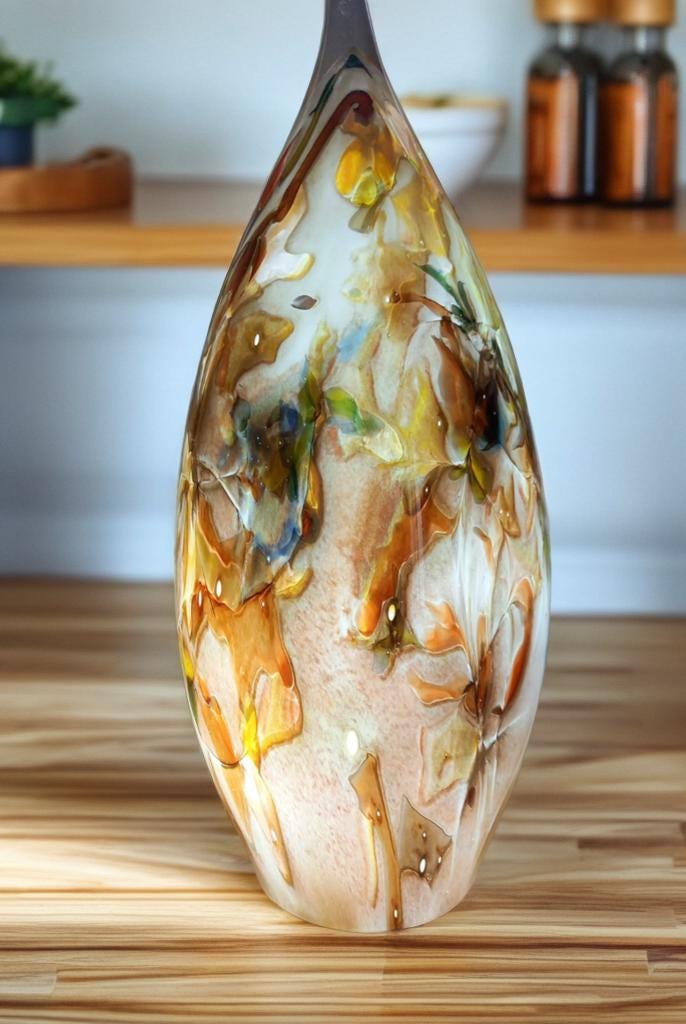 Hand Blown Glass Ghost Lamp: Art Deco Table Lamp