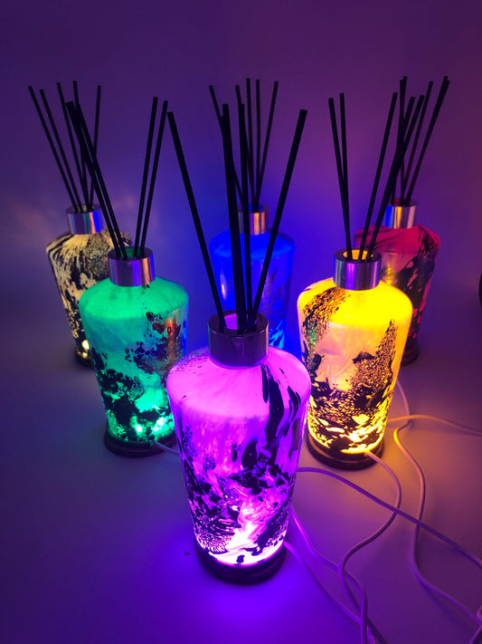 Iridescent Glass Diffuser Lamp: Handcrafted LED Light Home Decor