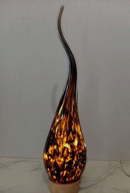 Hand Blown Glass Swirl Lamp: Colorful Ambient Light, Polish Art Glass