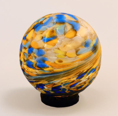 Handcrafted Golden Swirl Glass Sphere Lamp: Artisan Ambient Light