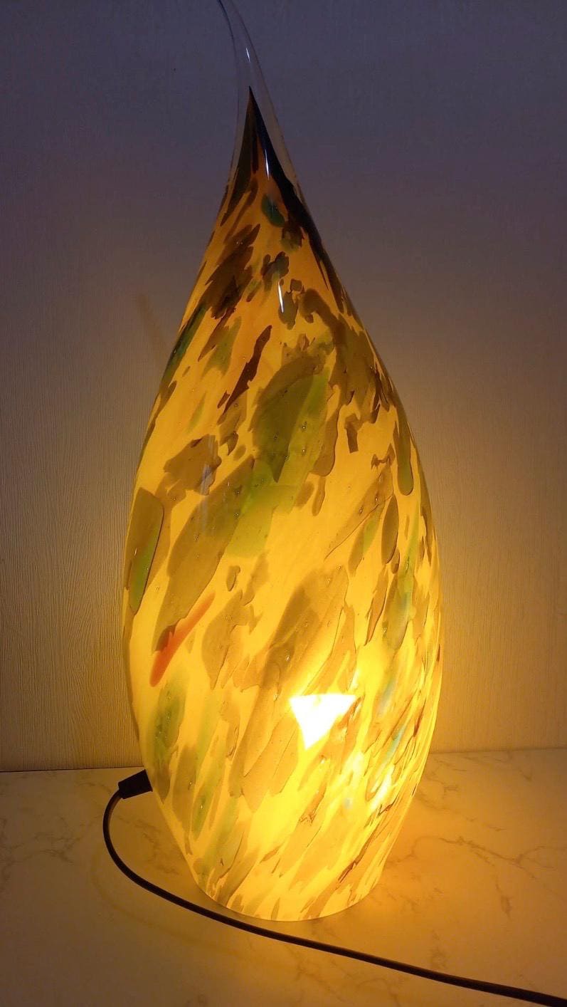 Hand Blown Glass Ghost Lamp: Art Deco Table Lamp