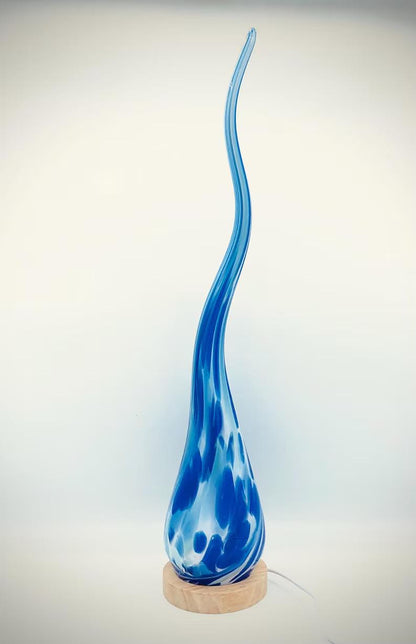 Hand Blown Flame Glass Lamp: LED Ambient Light, USB Powered
