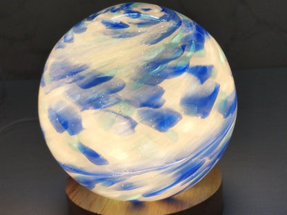Handcrafted LED Glass Sphere Lamp: 6 Color Artistic Table Light