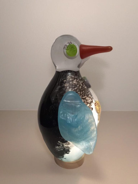 Handblown Glass Penguin Lamp: Whimsical Art Night Light