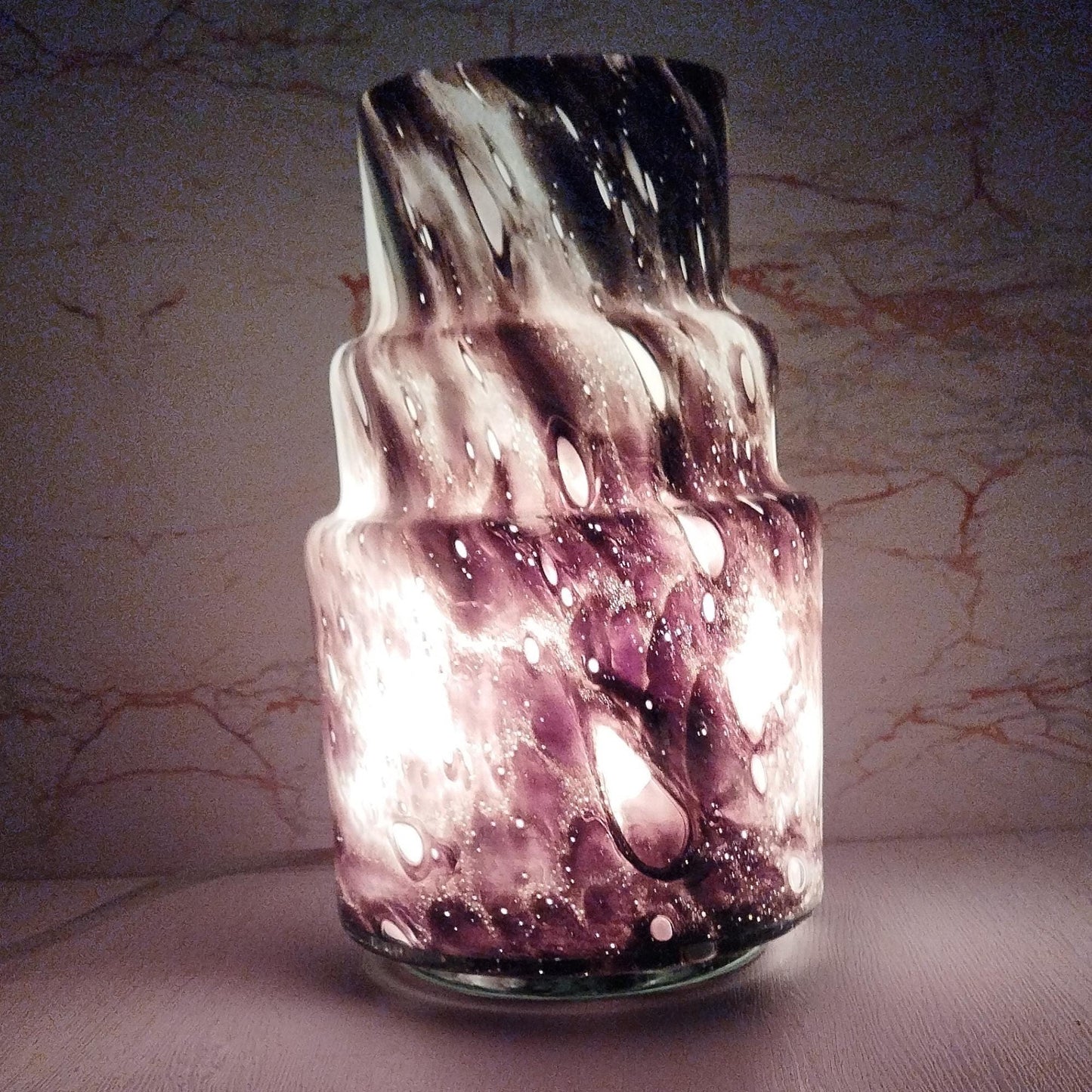 Handcrafted Glass Vase Lamp: Elegant Ambient Light, 280mm Height