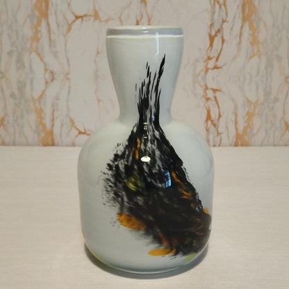 Handcrafted Glass Vase: Swirled Art Glass, Home Decor (170mm x 100mm)