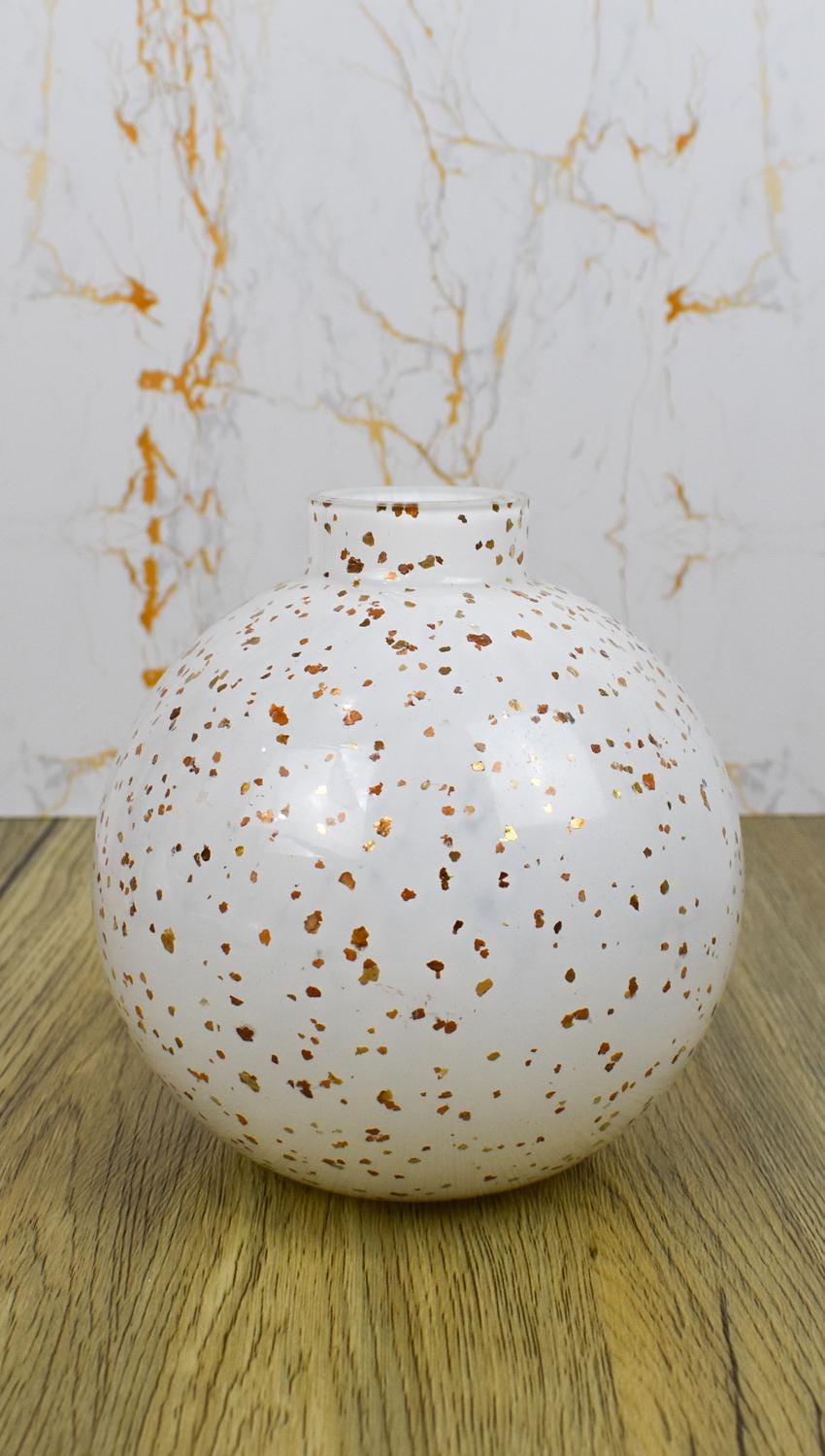 16cm Mouth Blown Glass Vase White Home Decor,