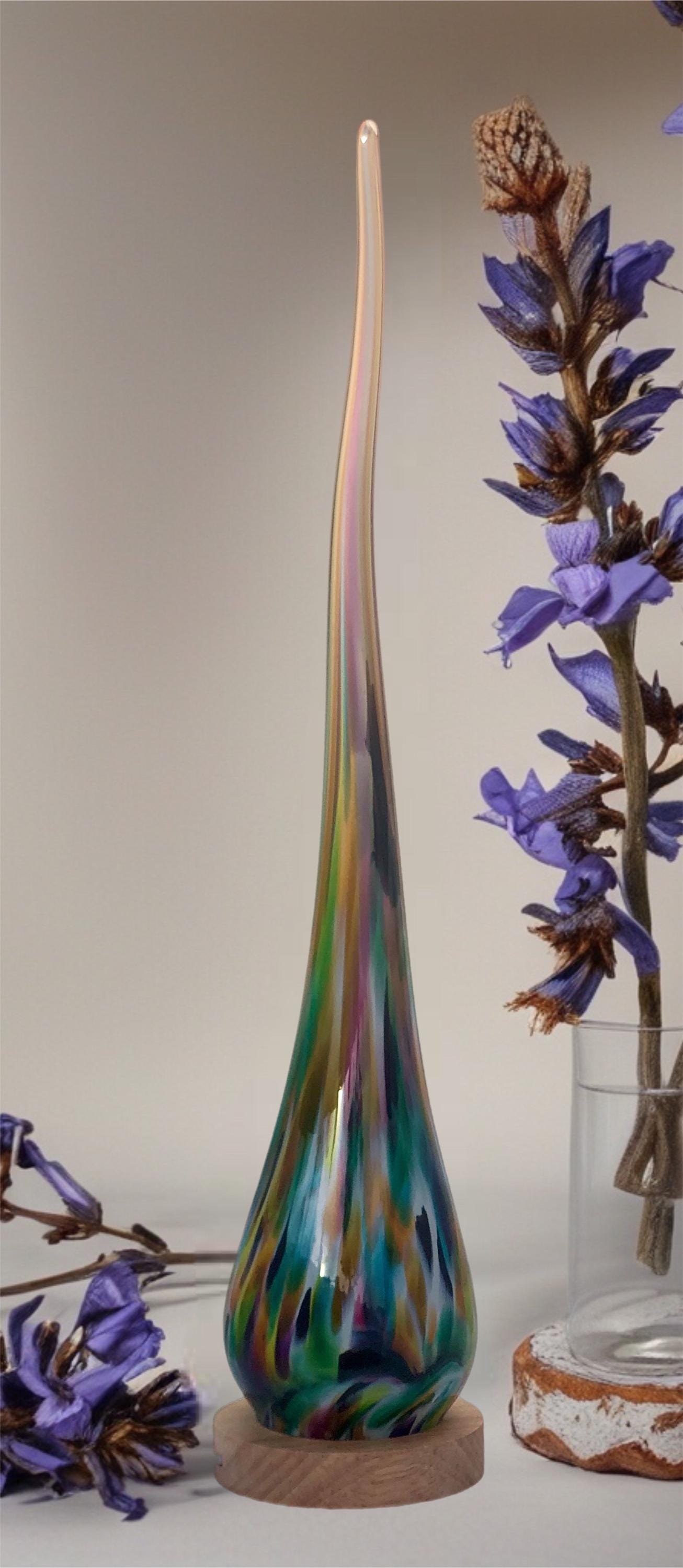 Hand Blown Flame Glass LED Lamp: Unique Ambient Art Light