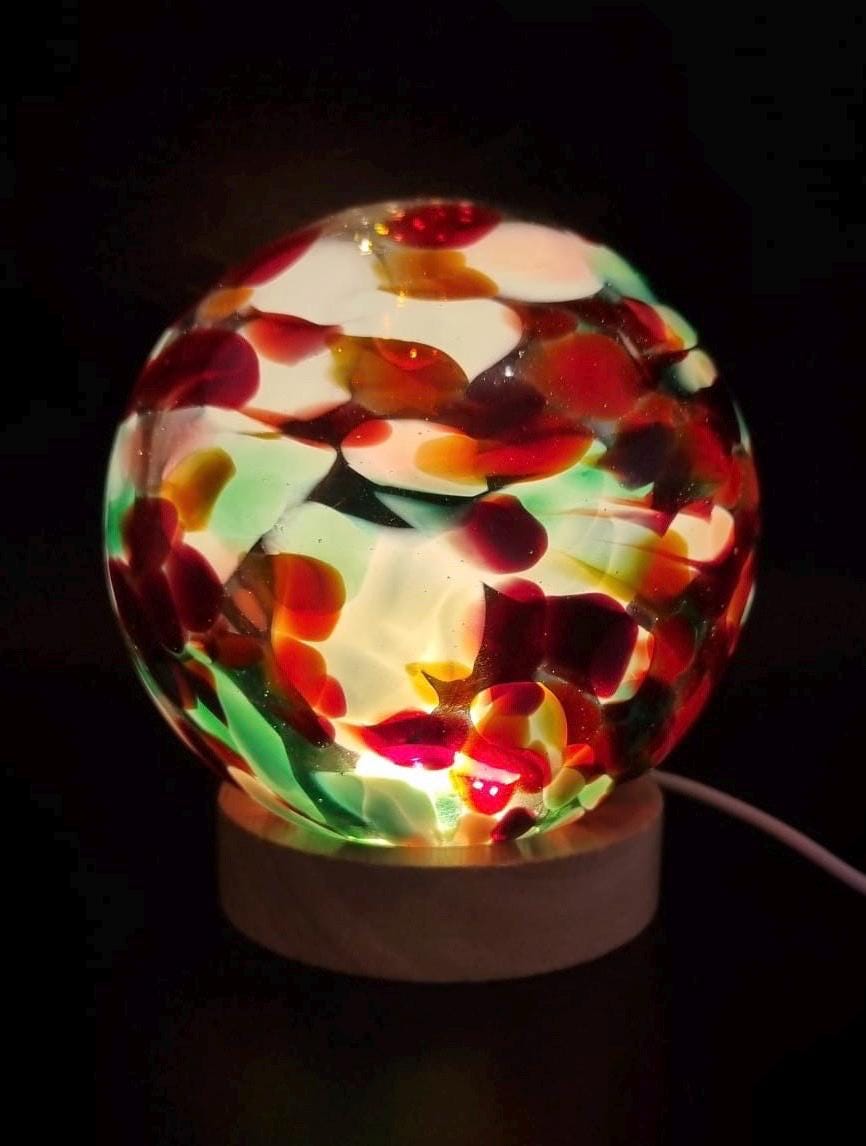Handcrafted Glass Sphere LED Lamp: Unique Ambient Lighting, USB Powered