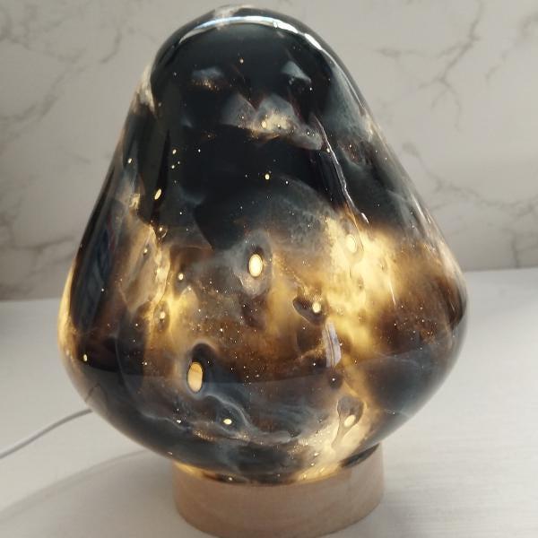 Hand Blown Strawberry Glass Lamp: LED Ambient Night Light, Lamp For Bedroom Or Nursery