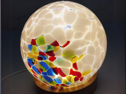 Handcrafted LED Glass Sphere Lamp: 6 Colors, USB Table Light
