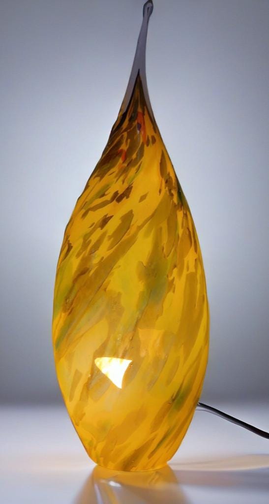 Hand Blown Glass Ghost Lamp: Art Deco Table Lamp