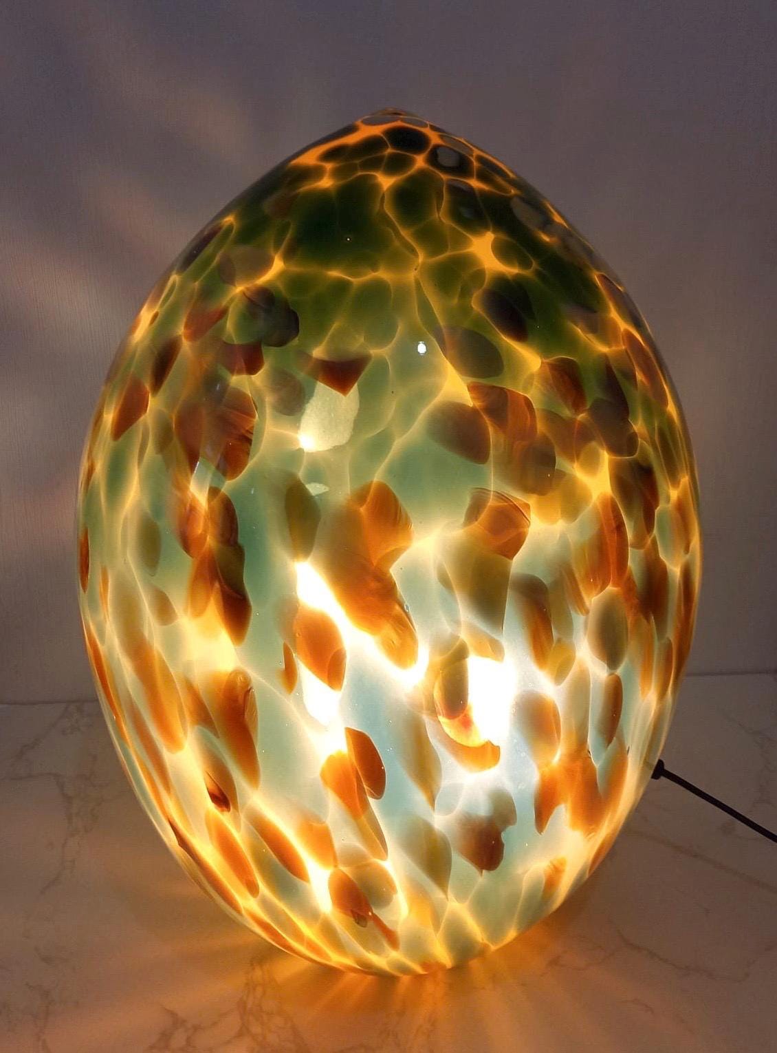 Giant Hand Blown Glass Dinosaur Egg Lamp: Art Deco Table Lamp (30cmX45cm)