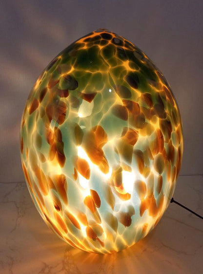 Giant Hand Blown Glass Dinosaur Egg Lamp: Art Deco Table Lamp (30cmX45cm)