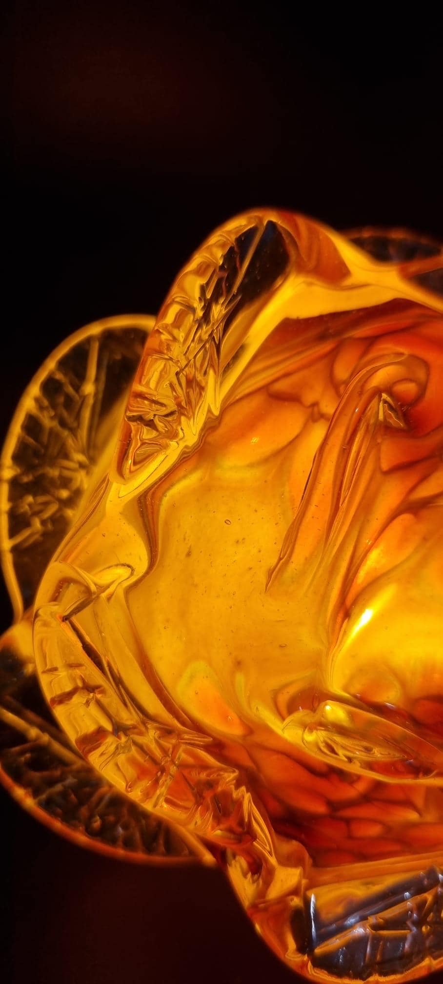 Iridescent Rose Glass Lamp: Hand-Blown LED Sculpture, USB Powered
