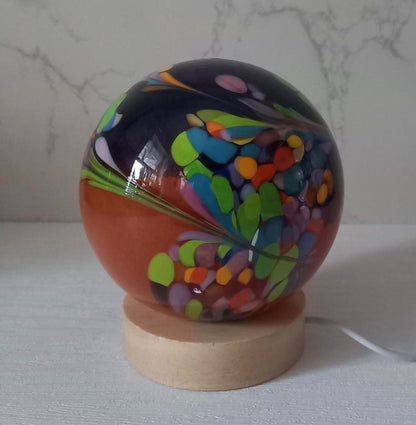 Iridescent Glass Sphere Lamp: Handmade LED Mood Lighting