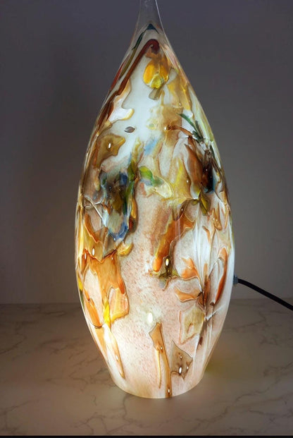 Hand Blown Glass Ghost Lamp: Art Deco Table Lamp