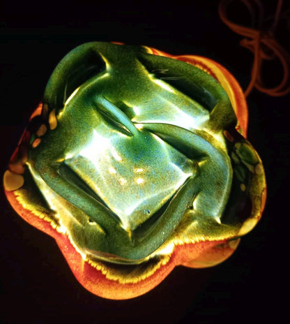 Iridescent Art Glass Rose Lamp: Hand-Blown LED Sculpture