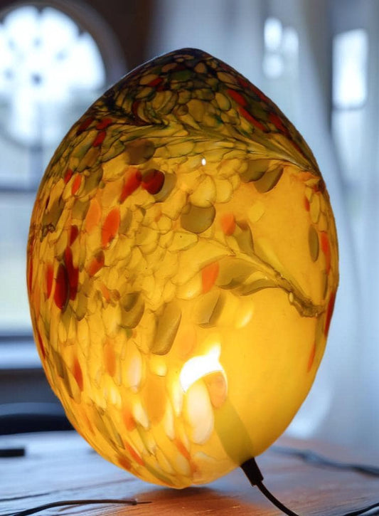 Giant Hand Blown Glass Dinosaur Egg Lamp: Art Deco Table Lamp (30cmX45cm)
