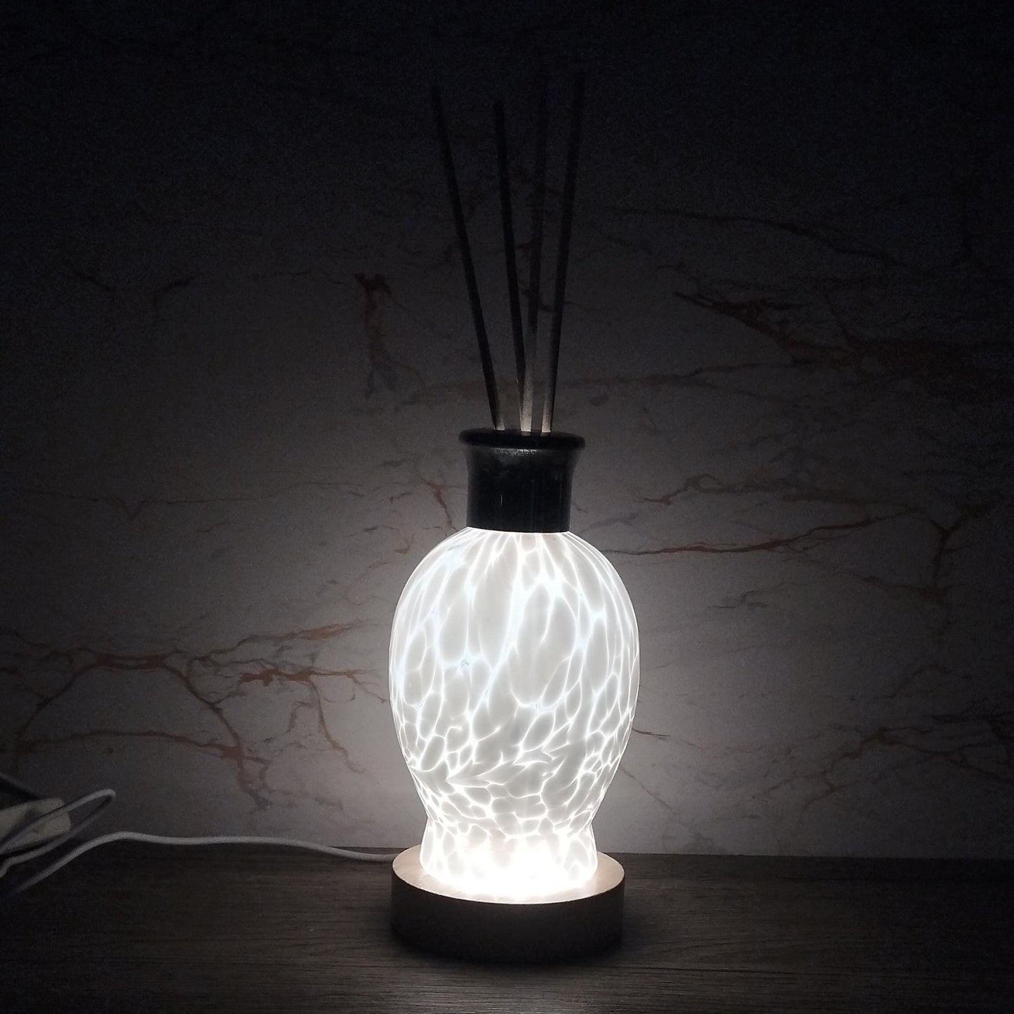 Handmade Art Glass Diffuser Lamp: Marble Effect LED Light