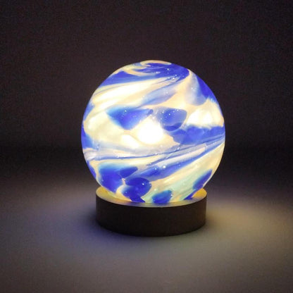 Handcrafted LED Glass Sphere Lamp: Cosy Ambient Light, British Home Décor
