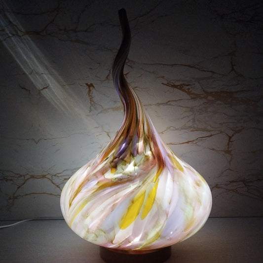 Artisan Amber Swirl Glass Flame Lamp: USB Mood Light