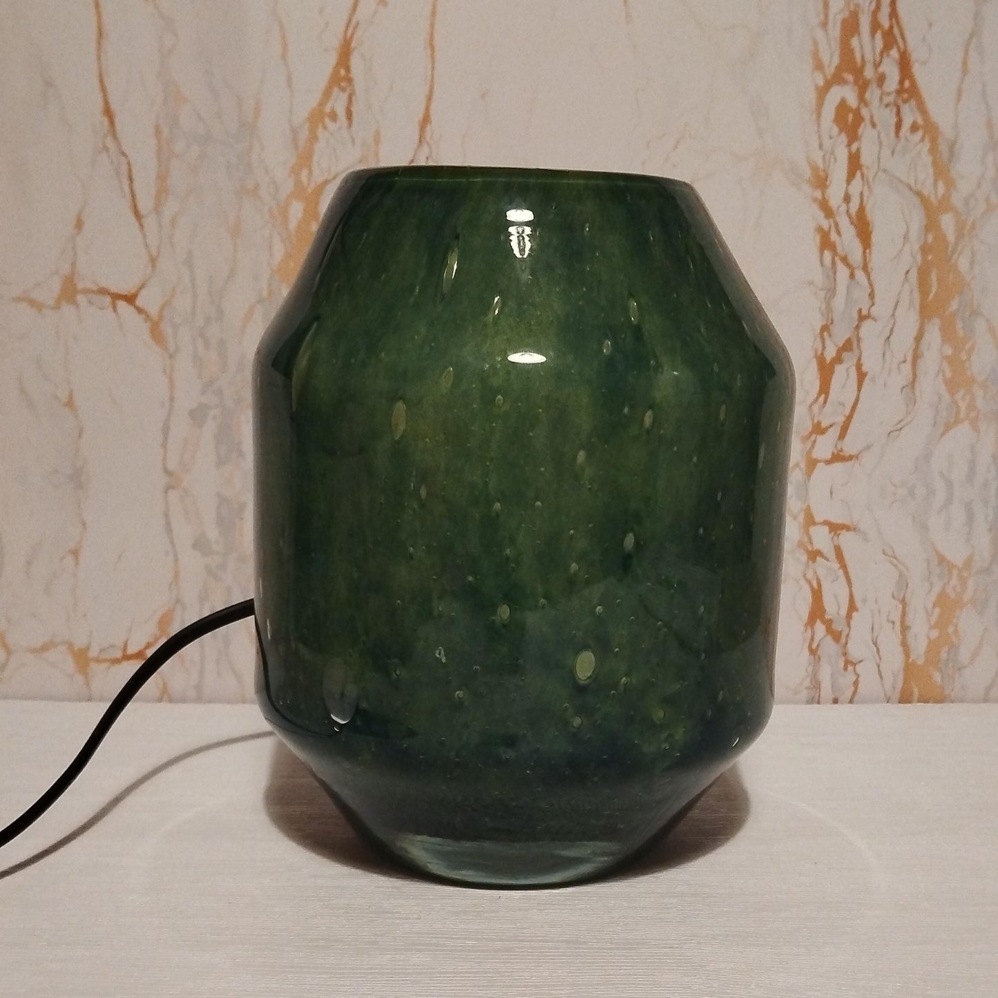 Handmade Green Art Glass Table Lamp: Unique Handmade Ambient Lighting