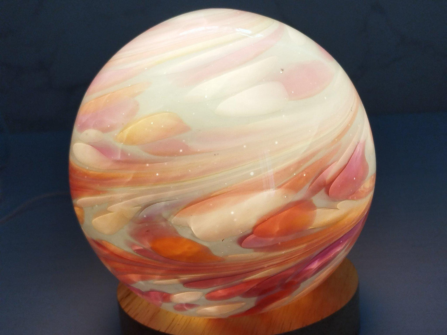 Handcrafted LED Glass Sphere Lamp: 6 Color Artistic Table Light