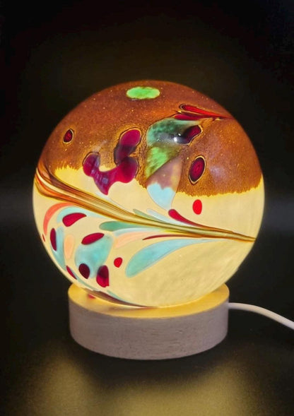 Handcrafted Glass Sphere LED Lamp: Unique Ambient Lighting